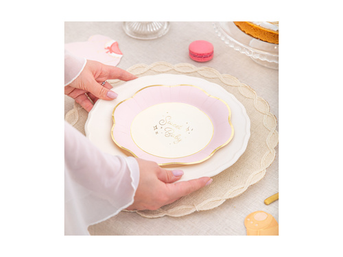 Talerzyki papierowe Sweet Baby - różowe - 21,5 cm - 6 szt.