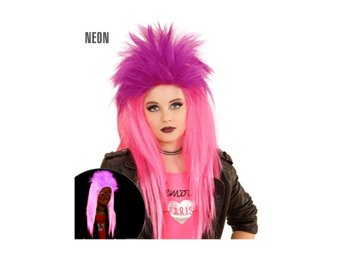 Neonowo różowo–fioletowa peruka punk