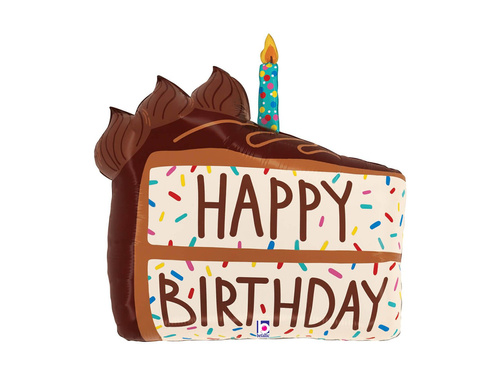 Balon foliowy Happy Birthday - tort ze świeczką - 28" - 1 szt.