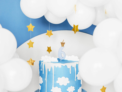 Number six candle blue with crown - 6 - 1 piece.