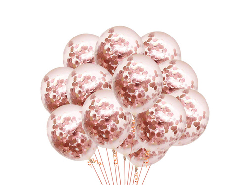 Balony przezroczyste z pomarańczowym konfetti - 30 cm - 100 szt.