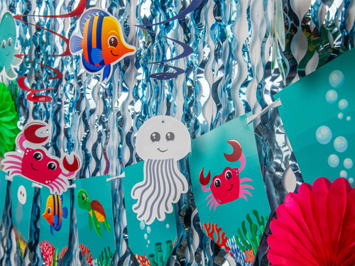 Hanging birthday decoration Underwater World - 6 pcs.