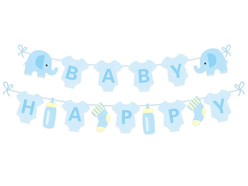 Baby shower banner with elephant blue - 300 cm - 1 pc.