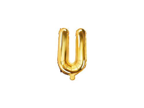 Balon foliowy litera "U" złota - 35 cm