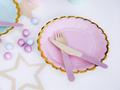 Pink plates with gold edges - 18 cm - 6 pcs.