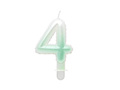 Pearl number candle white and green - 4 - four