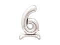 Balon foliowy stojący cyfra 6 srebrny - 76 cm - 1szt.