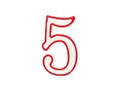 Candle number with red border five - "5"