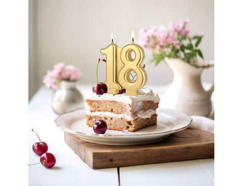 Świeczka na 18-tkę złota - 7,5 cm - 1 szt.
