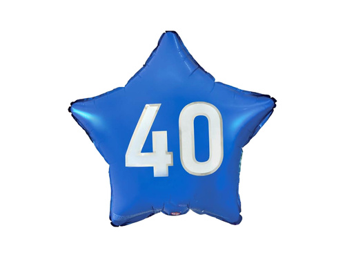 Foil balloon for forty blue star - 48 cm - 1 pc.