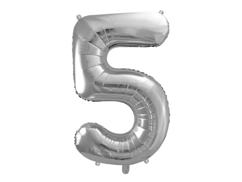 Foil balloon number 5 silver - 86 cm - 1 pc.