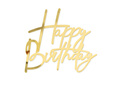 Topper na bok tortu Happy Birthday - złoty - 1 szt.