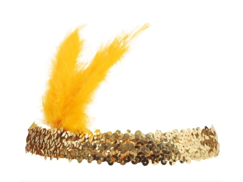 Gold Headband Retro with plume - 1 pc