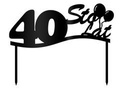 Topper z pleksi czarny na tort 40 urodziny - 1 szt.