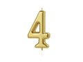 Gold number candle - 4 - 1 piece.