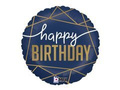 Balon foliowy Happy Birthday granatowy - 46 cm - 1 szt.