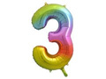 Foil balloon number 3 rainbow - 85 cm - 1 pc.