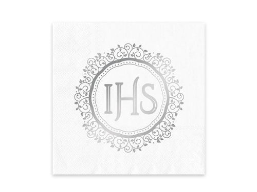 IHS communion napkins with silver ornament - 33 cm - 10 pcs.