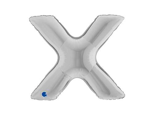Balon foliowy literka X srebrny - 40" - 1 szt.