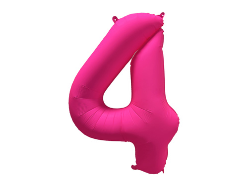 Large Number 4 Neon Pink Foil Balloon - 86 x 70 cm - 1 pc