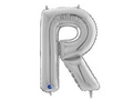 Balon foliowy srebrna litera R - 66 cm - 1 szt.