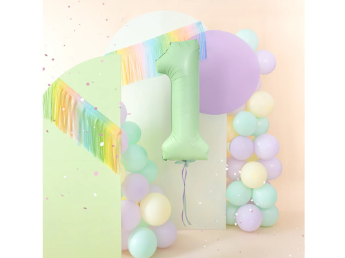 Balon foliowy pistacjowa cyfra 1 - 100 cm - 1 szt.