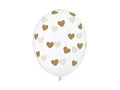 Transparent balloons Hearts of gold - 30 cm - 6 pcs.