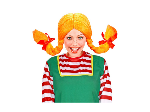 Peruka ruda dziewczynka z wyginanymi warkoczami