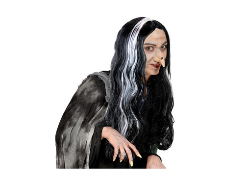 Peruka Mortisia czarno-biała długa