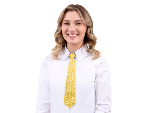 Cekinowy krawat - złoty - 36 cm - 1 szt.