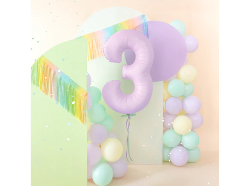 Number 3 Lilac Foil Balloon - 100 cm - 1 pc