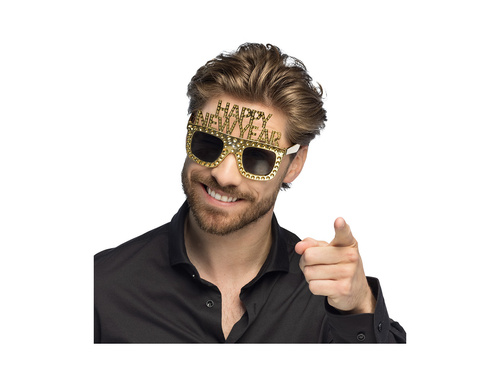 Okulary imprezowe bling bling „Happy New Year” złote