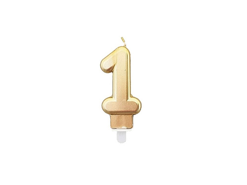 Gold number candle - 1 - 1 piece.