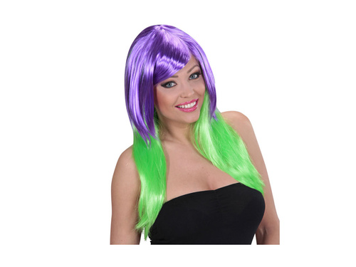 Fioletowo-zielona peruka dwukolorowa