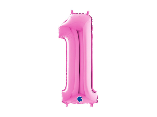 Number 1 fuxia Foil Balloon - 66 cm - 1 pc