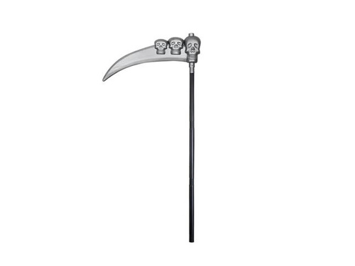 Kosa dla Kostuchy na Halloween z czaszkami - 103 cm - 1 szt.