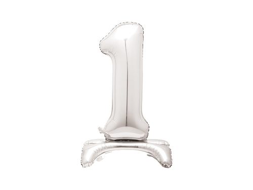 Foil balloon standing number 1 silver - 76 cm - 1pc.