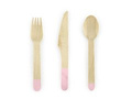 Set of wooden cutlery pink - 18 pcs.