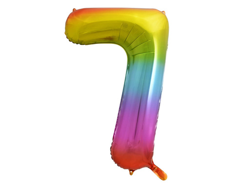 Foil balloon number 7 rainbow - 85 cm - 1 pc.