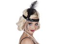 Black Headband Retro with plume - 1 pc