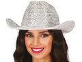 Kapelusz kowbojski z cekinami srebrny - 1 szt.