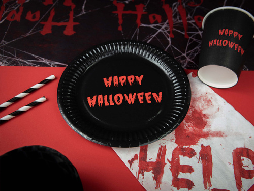 Talerzyki papierowe na Halloween - Krwawe Halloween - 18 cm - 6 szt.