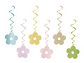 Hanging decoration swirls colorful spring flowers - 6 pcs.