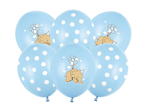 Printed balloons for boy "Elephant" - 30 cm - 6 pcs.