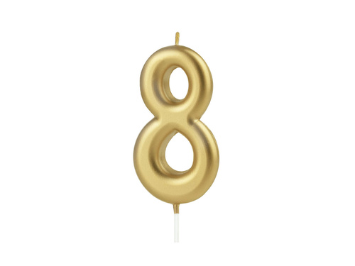 Gold number candle - 8 - 1 piece.