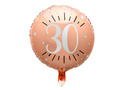 Pink gold foil balloon with white print - 30th birthday - 45 cm - 1 pc.