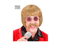 Blond peruka wokalista z lat 60. z wąsami i okularami