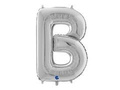 Balon foliowy srebrna litera B - 66 cm - 1 szt.