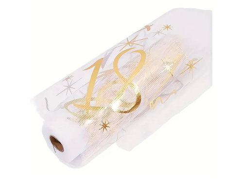 Dekoracja bieżnik na stół z nadrukiem na 18 urodziny - 28 cm x 2,5 m - 1 szt.