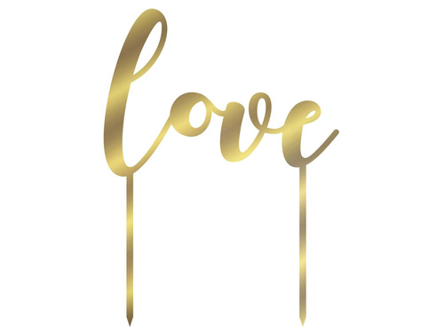 Gold mirrored plexiglass topper for Love cake - 14 cm